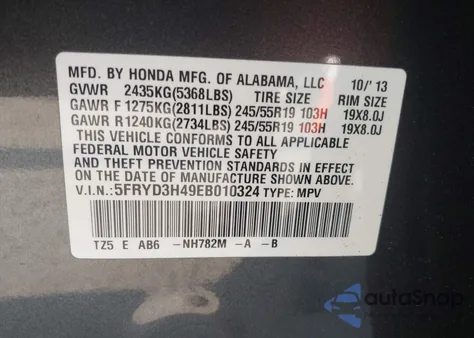 2014 Acura Mdx Technology Package from USA, damaged, VIN 5FRYD3H49EB010324